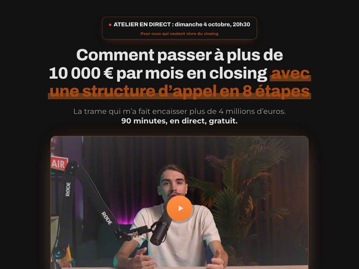 Aperçu de la page d’inscription