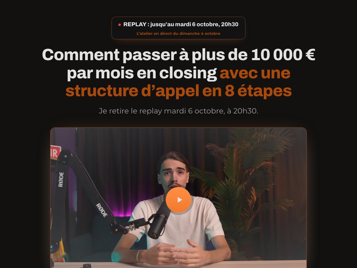 Aperçu de la page de replay
