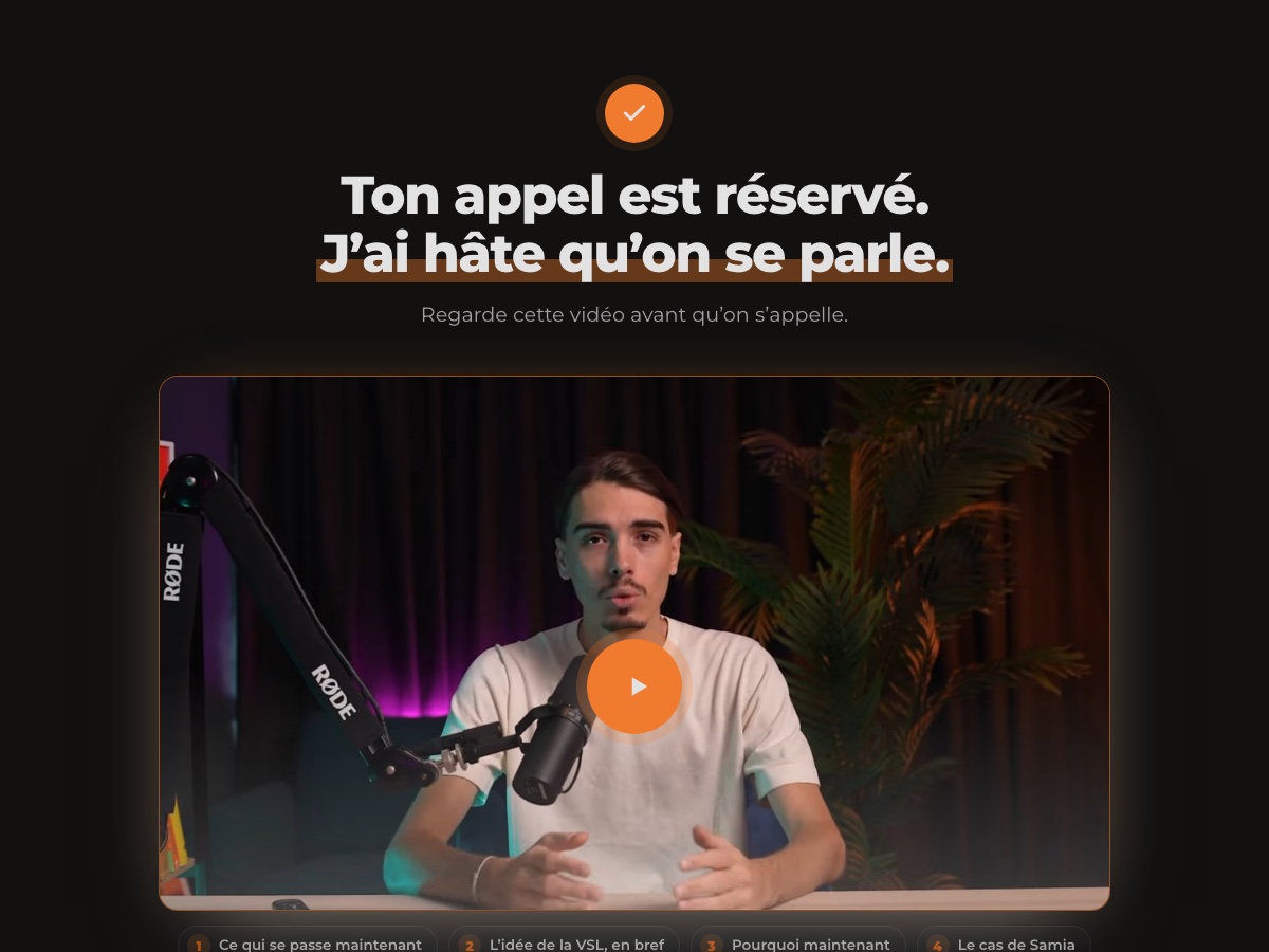 Aperçu de la page après réservation